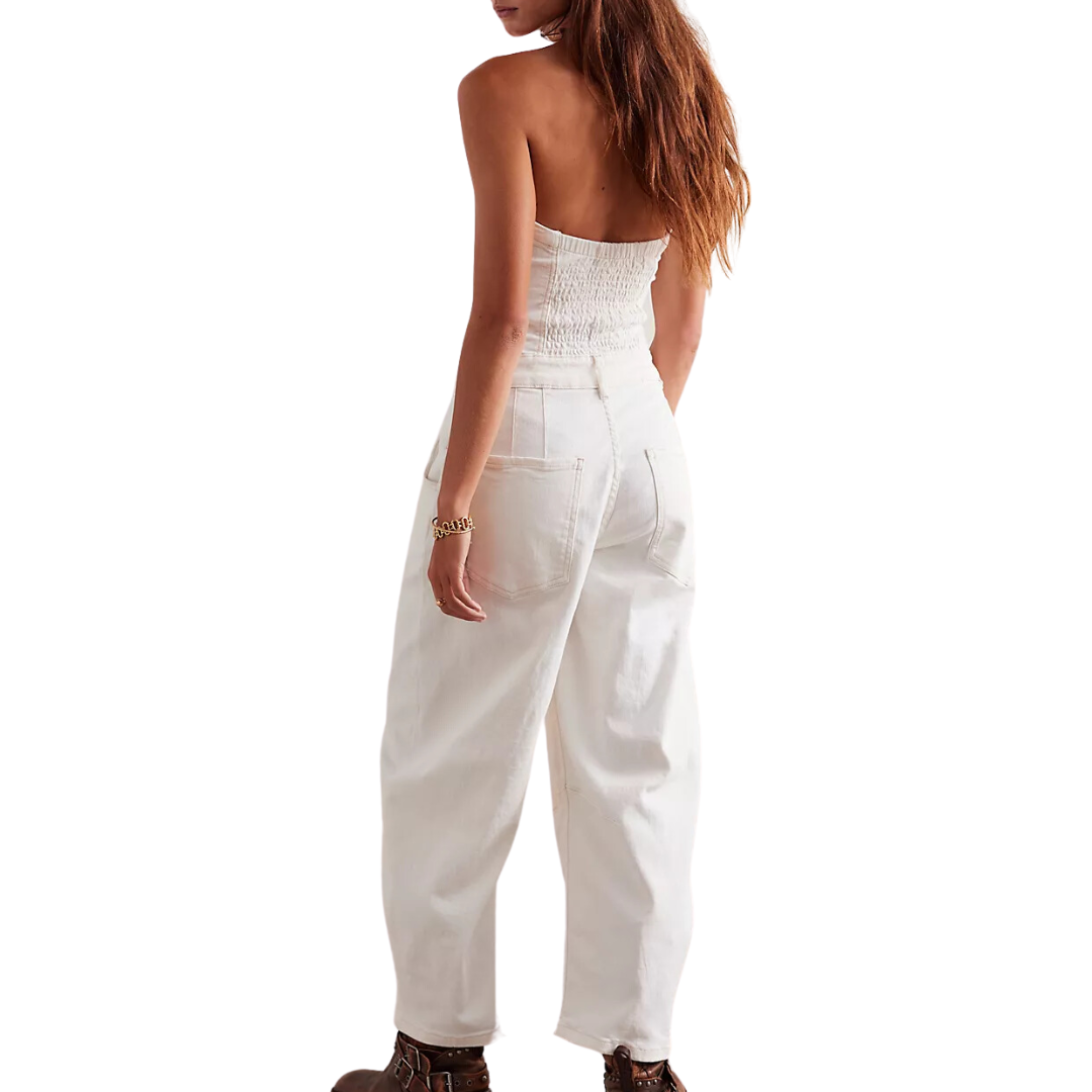 We The Free Je Suis Pret Barrel Jumpsuit in Stone White