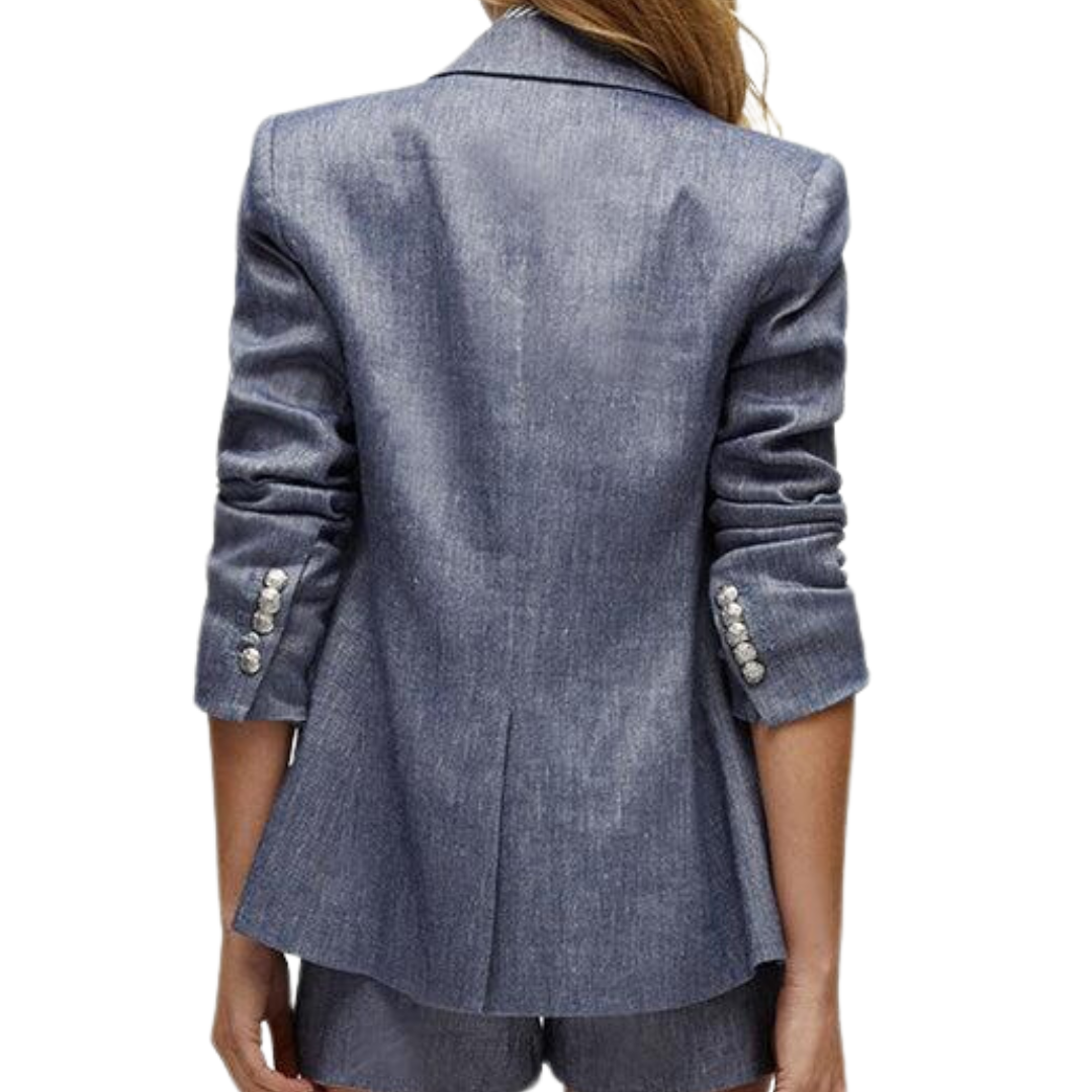 Miller Linen Dickey Jacket in Blue Melange