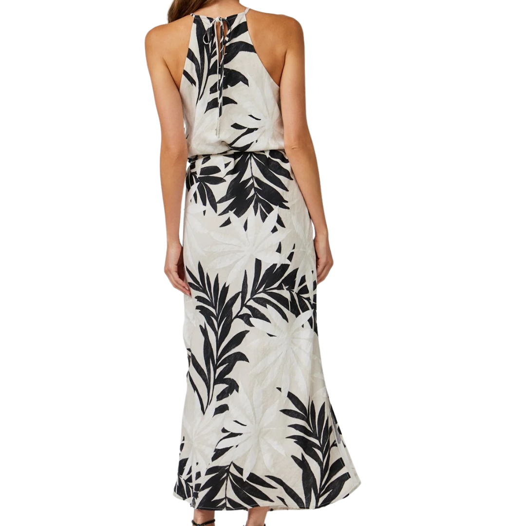 Maxi Halter Dress in Maui Palm Print