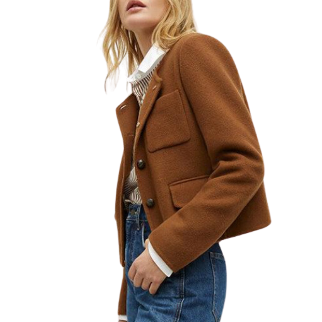 Lyssa Collarless Jacket in Deep Ochre