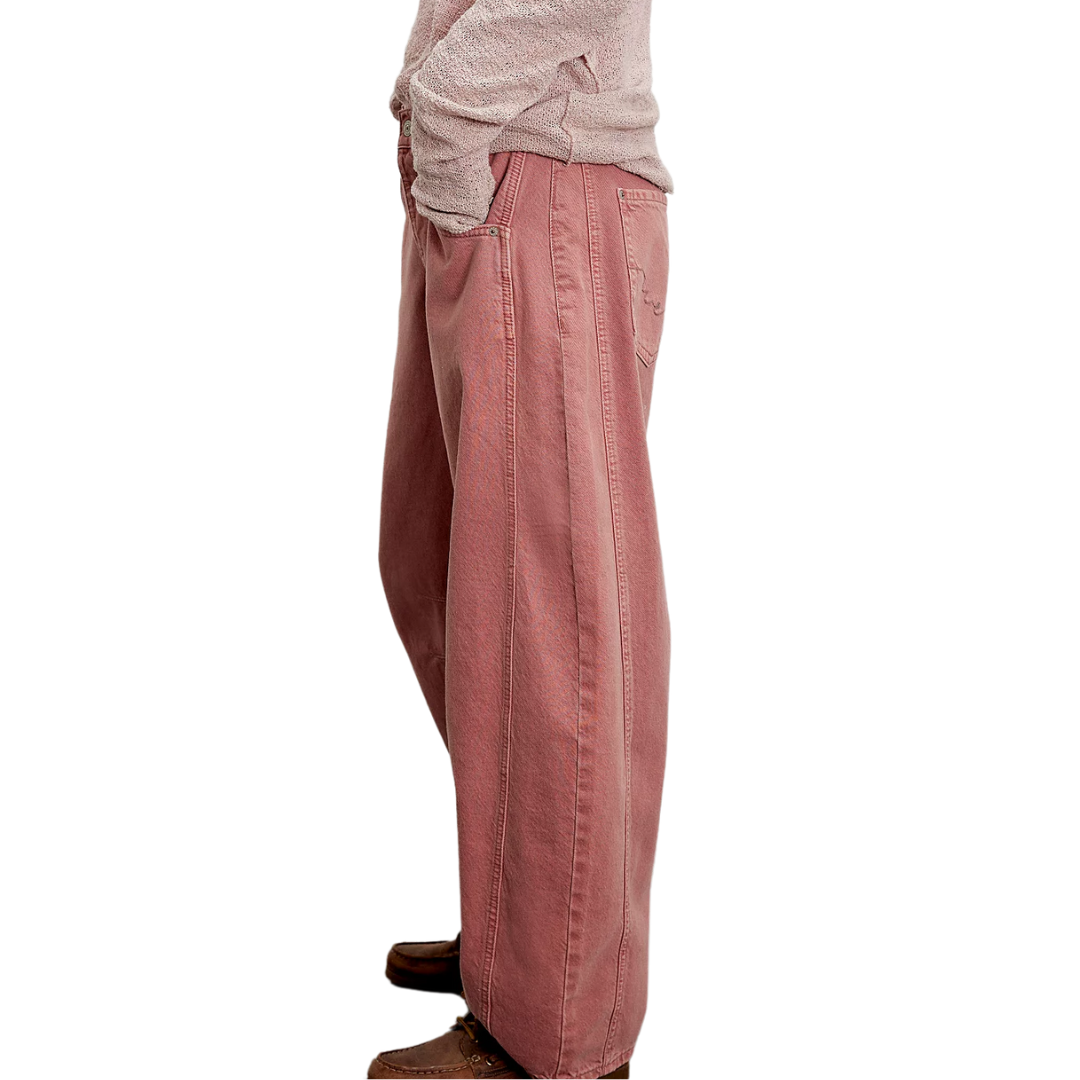 We The Free Good Luck Mid-Rise Barrel Jeans in Sunsetter