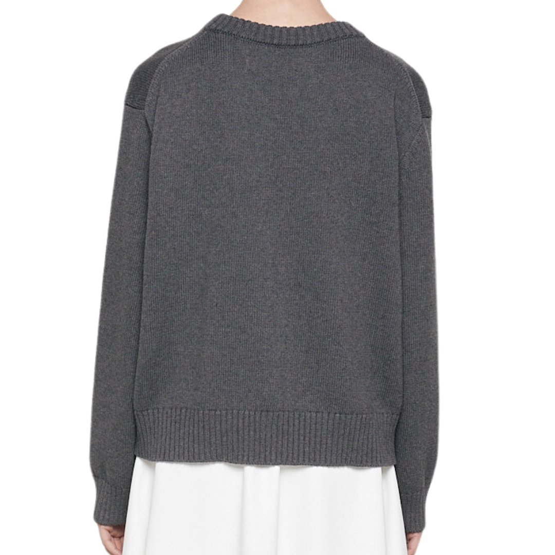 Cashmere Cotton L/S Crew in Heather Grey
