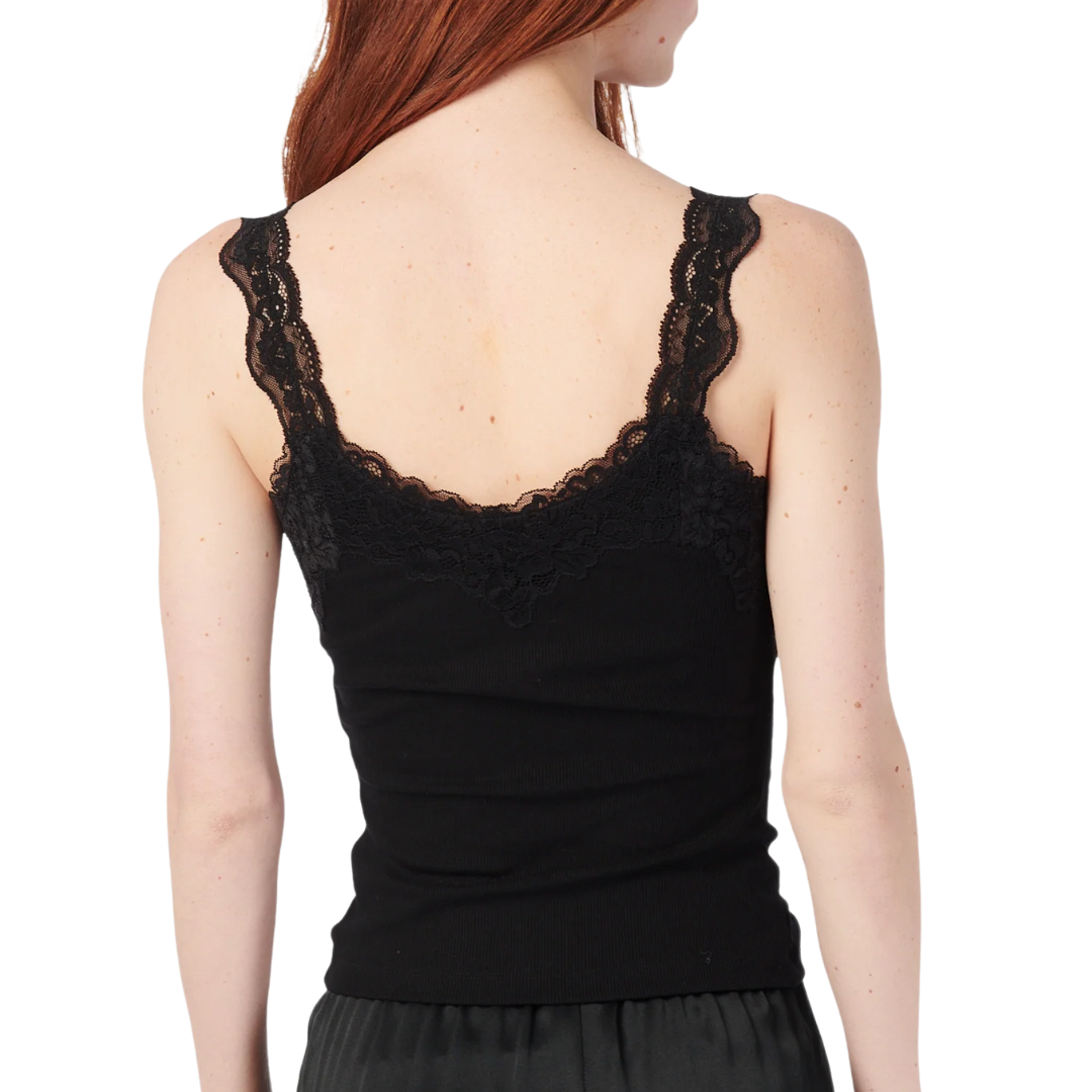 Lani Rib Knit Tank in Black