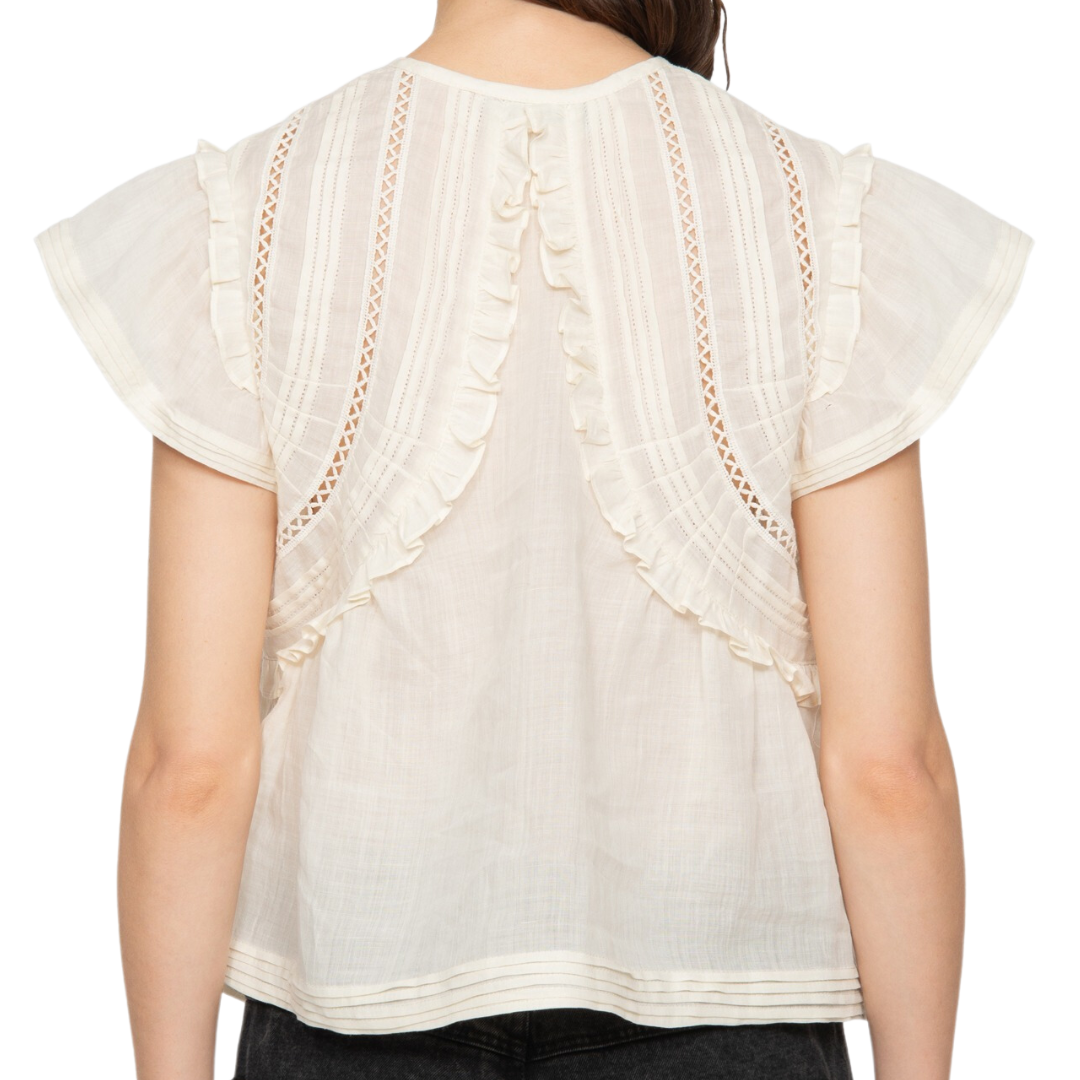 Renata Flutter Sleeve Top in Cream