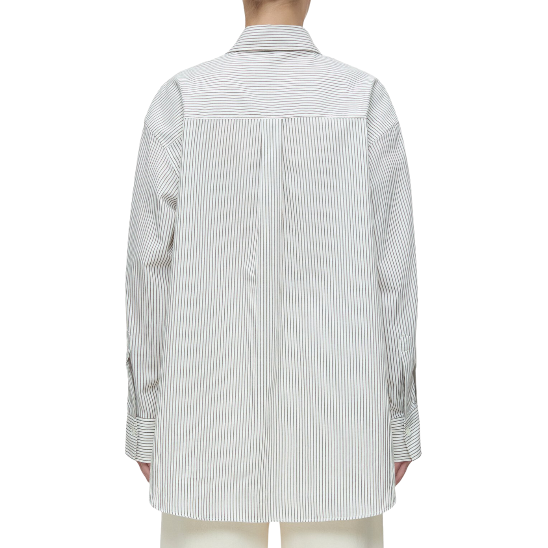 Cotton/Wool Blend Shirt Blouse in Ivory