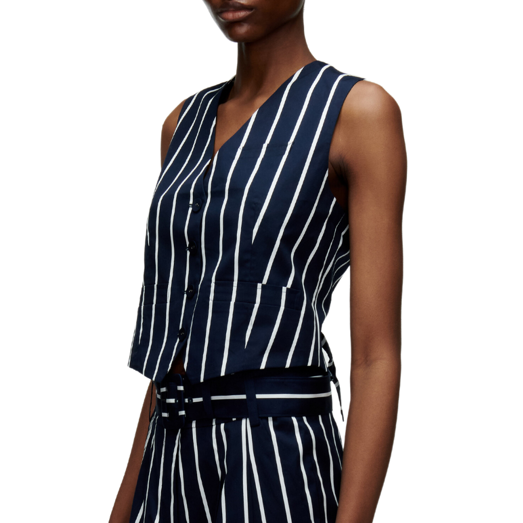 Bennett Vest in Navy/White