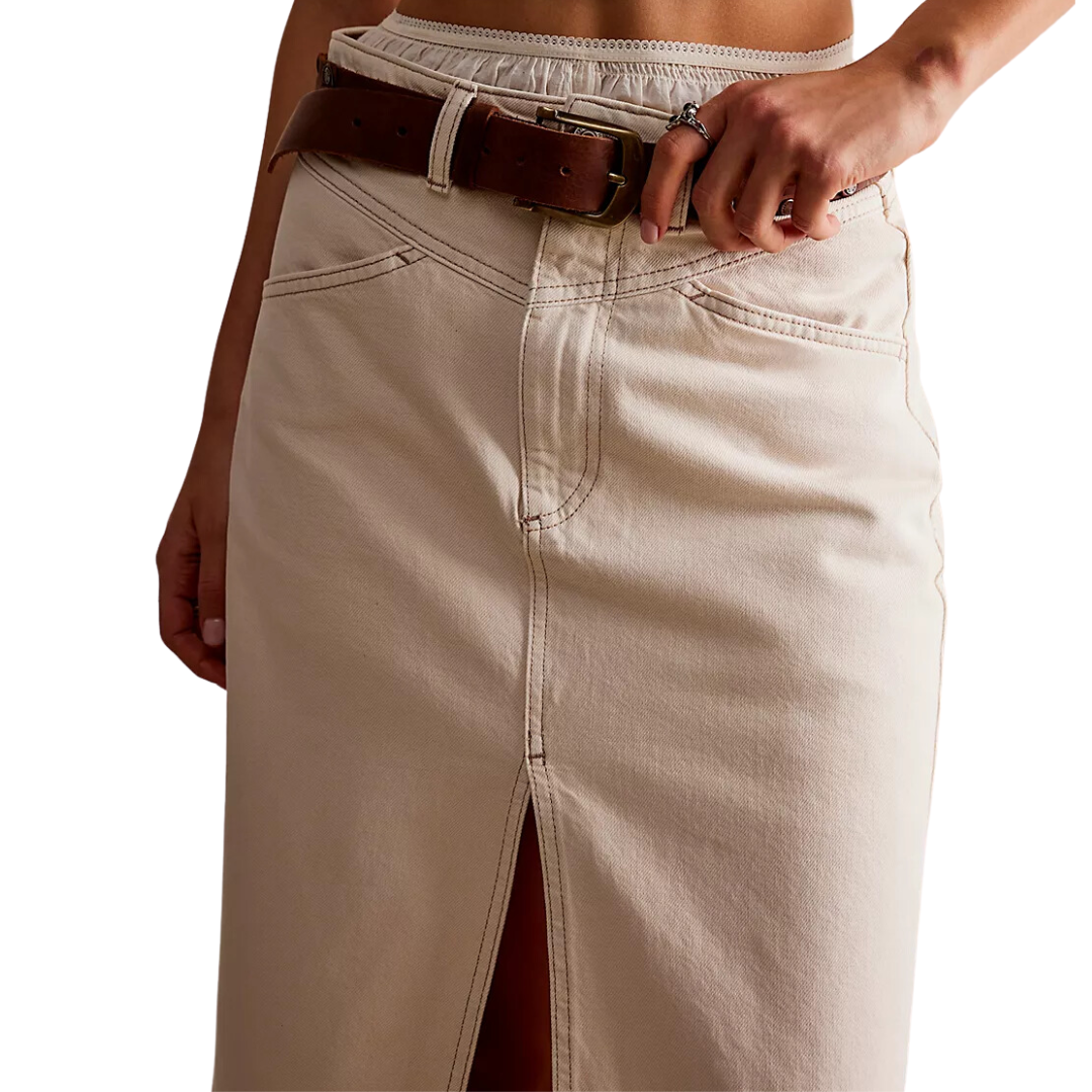 We The Free Come As You Are Denim Maxi Skirt in Wisp