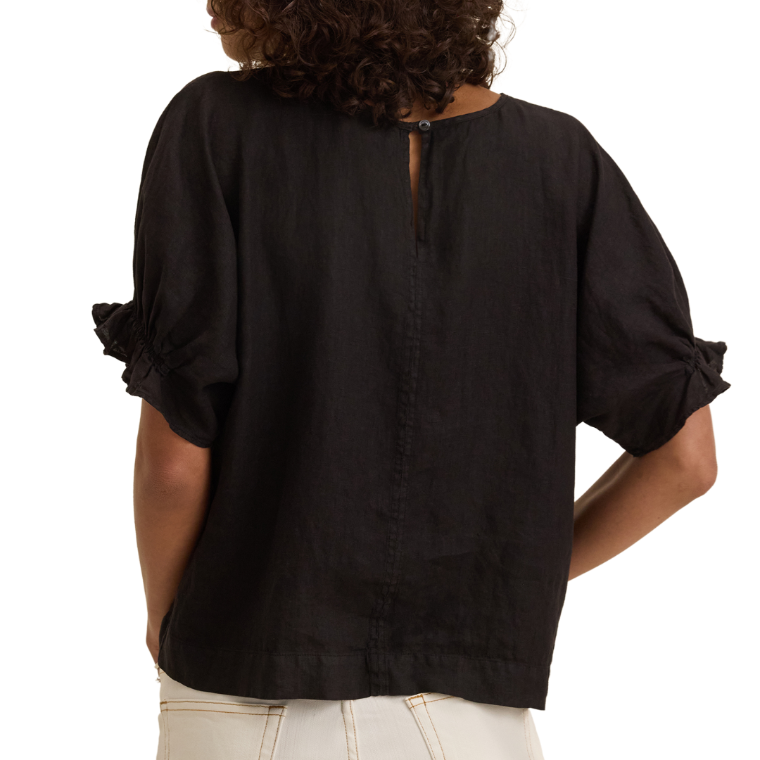 Emily Linen Top in Black