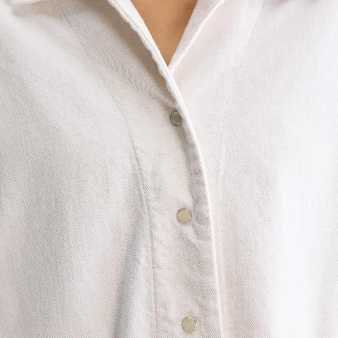 Pool Denim Cropped Shirt in Vintage White
