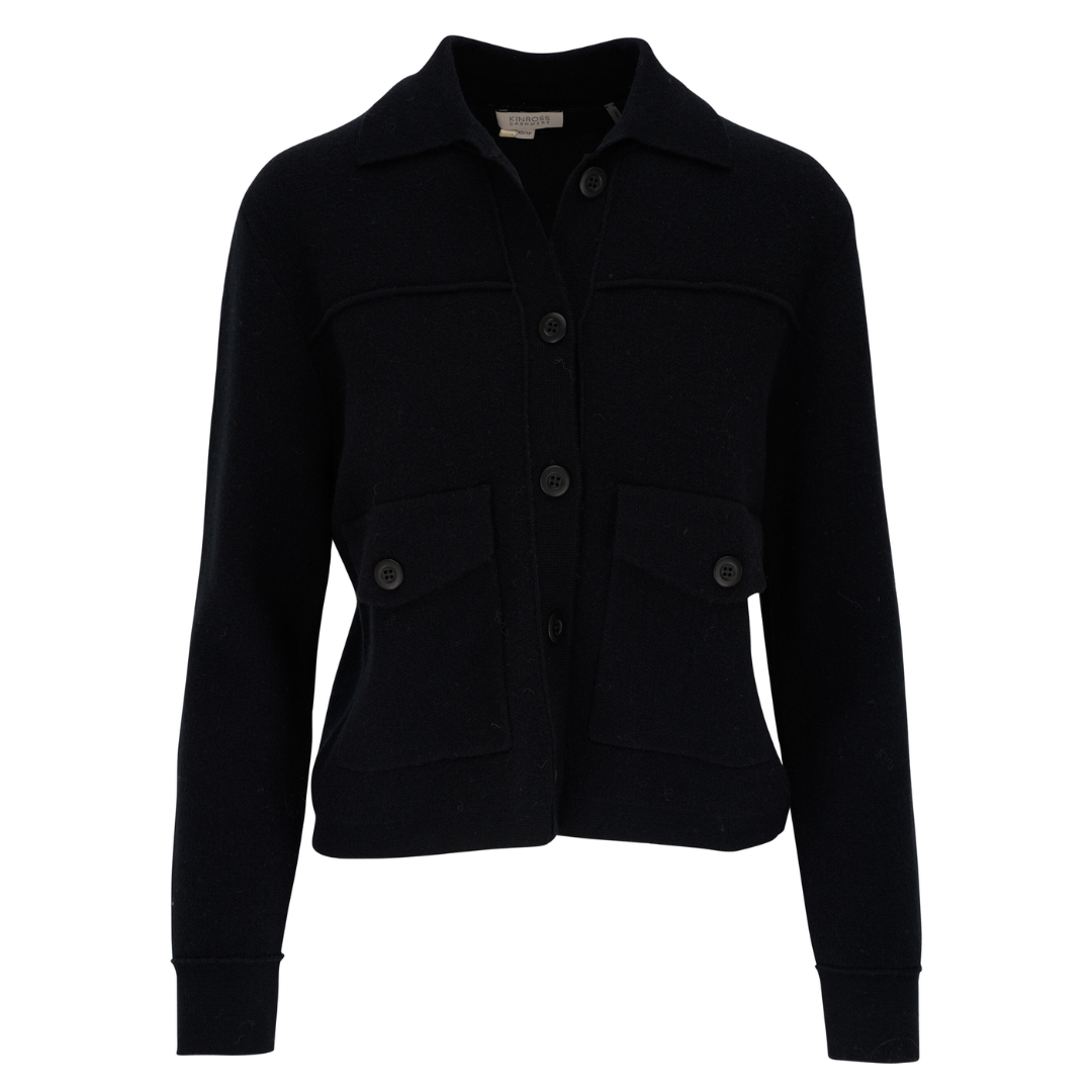 Short Double Knit Shacket in Black