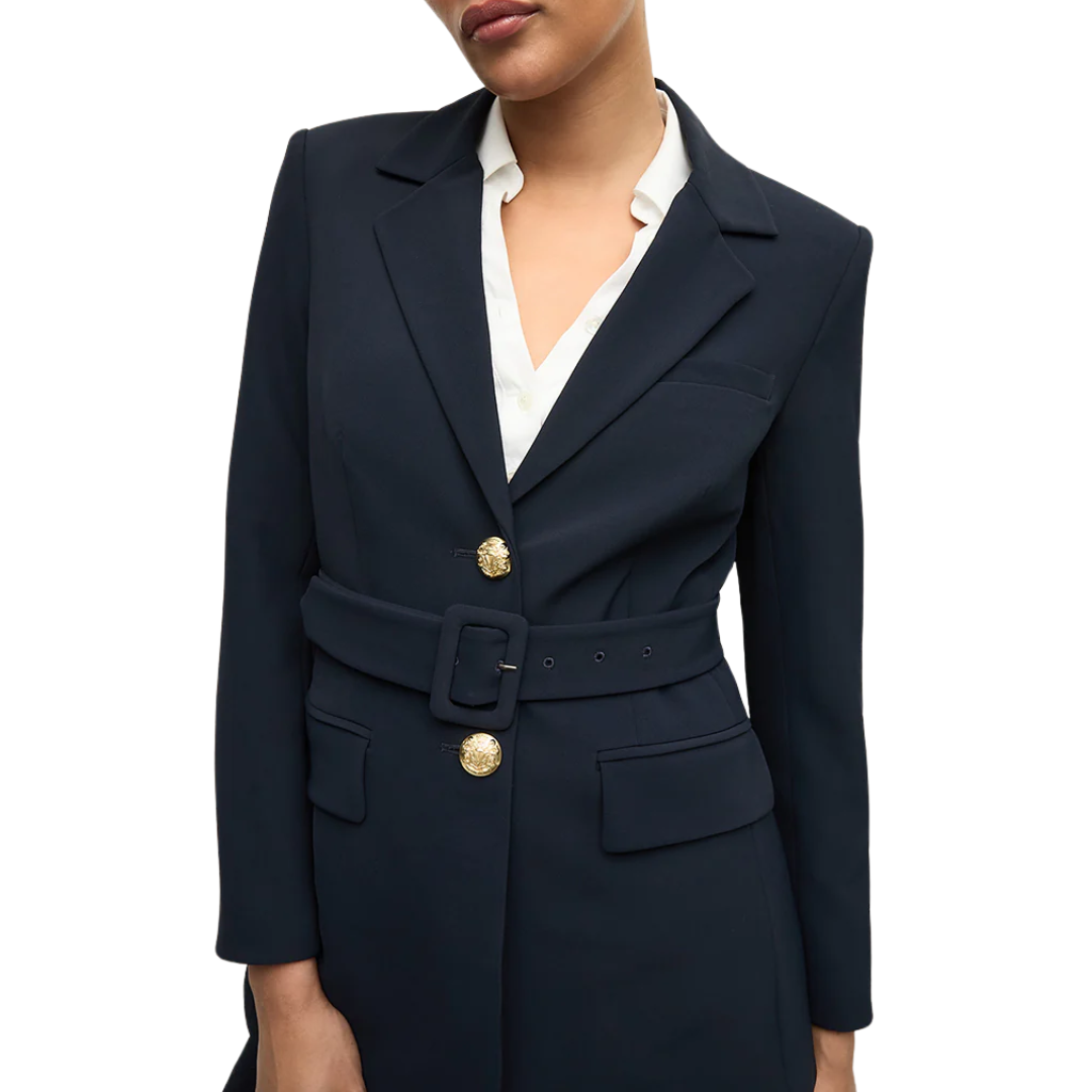 Ryanne Belted Dickey Jacket in Navy