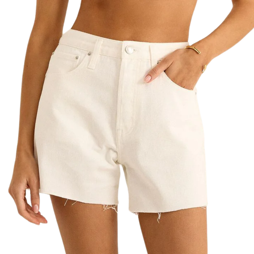 Everyday Hi Rise Denim Short in Off White