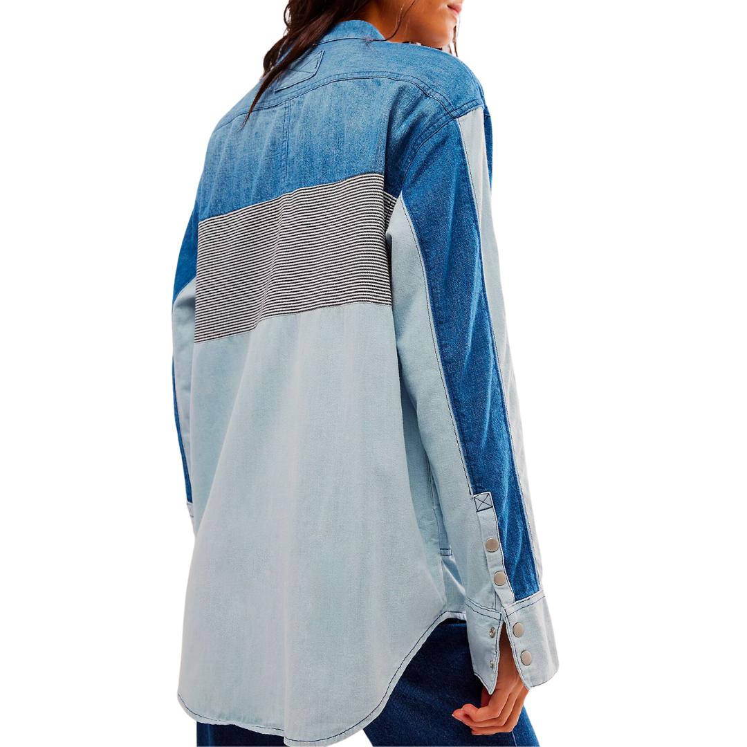 Moto Colorblock Shirt in Blue Combo
