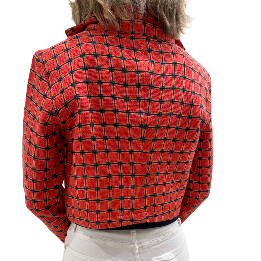 Cropped Moto Jacket in Orange