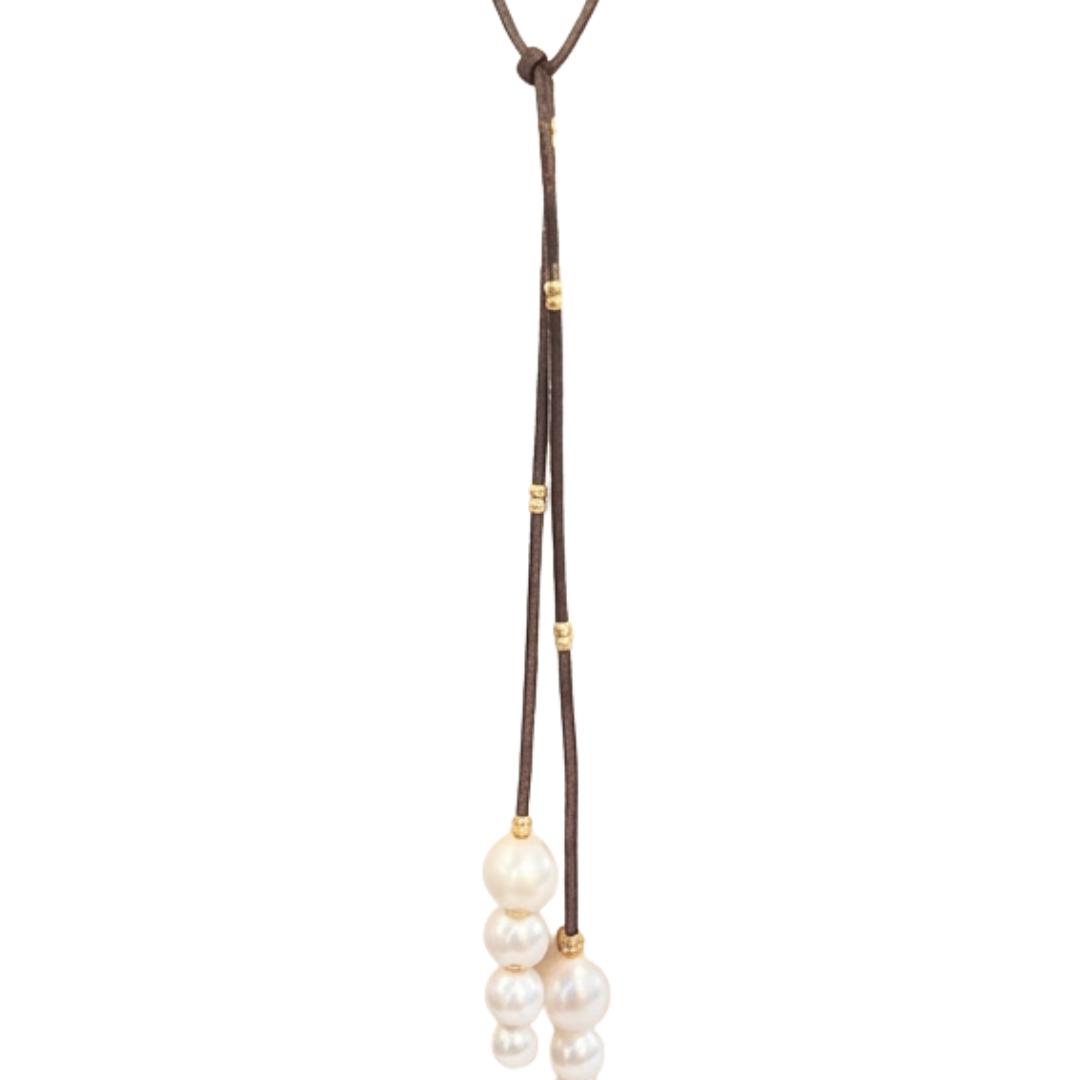 Gold Studded Strap with White Pearls