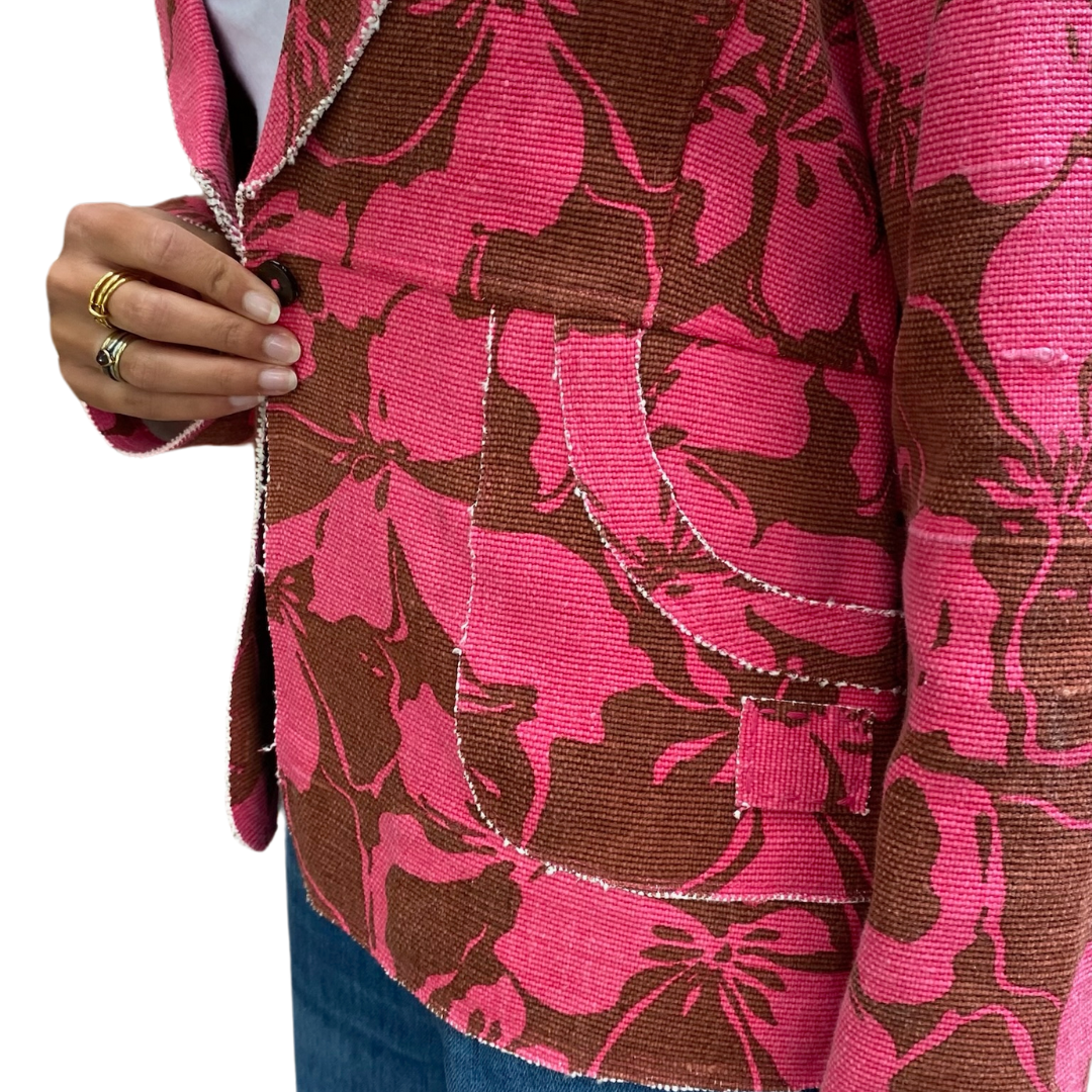 Hibiscus Flower Blazer in Pink