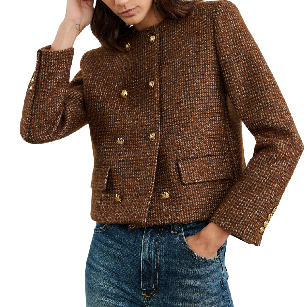 Melanie Jacket in Saddle Check