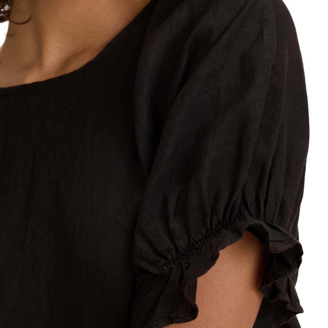 Emily Linen Top in Black