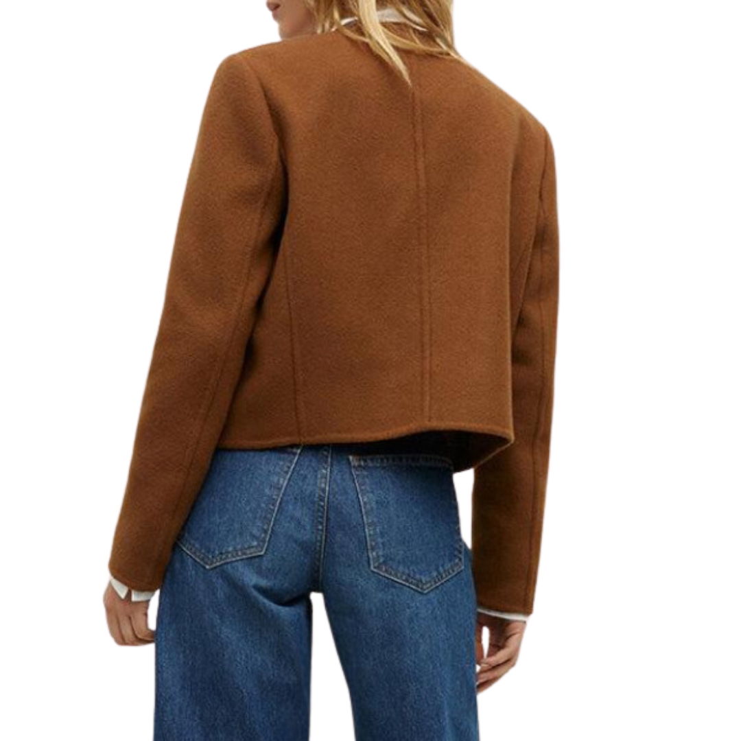 Lyssa Collarless Jacket in Deep Ochre