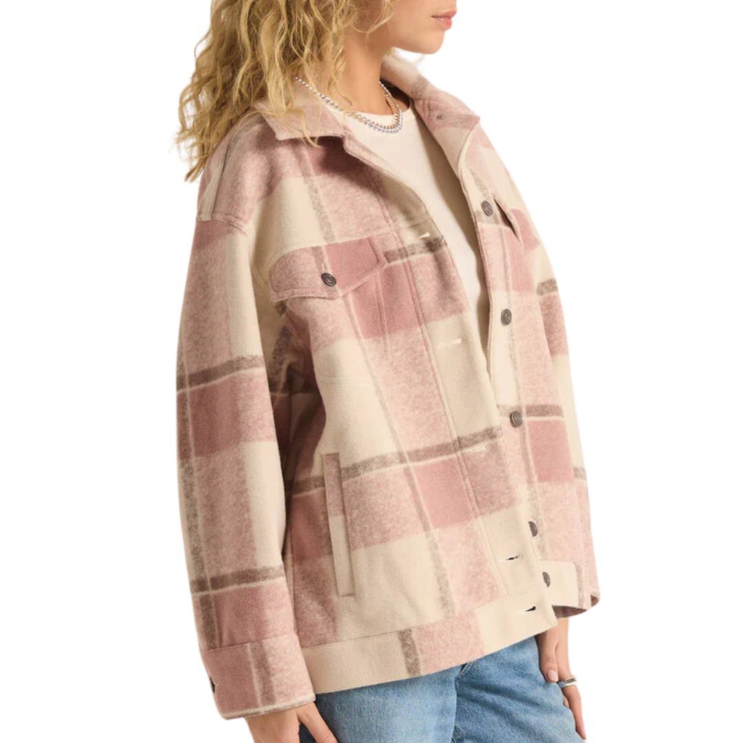 Preston Knit Plaid Jacket in Sea Salt