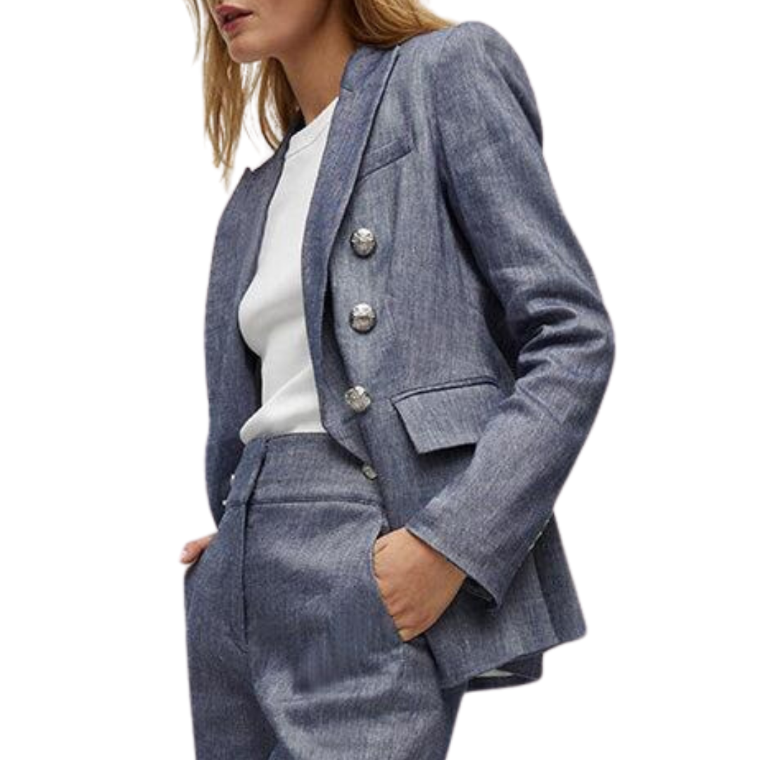Miller Linen Dickey Jacket in Blue Melange