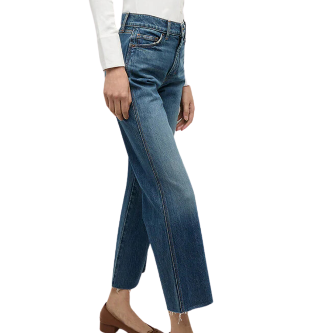 Dylan Straight-Leg Raw Hem Jean in Evening Dusk