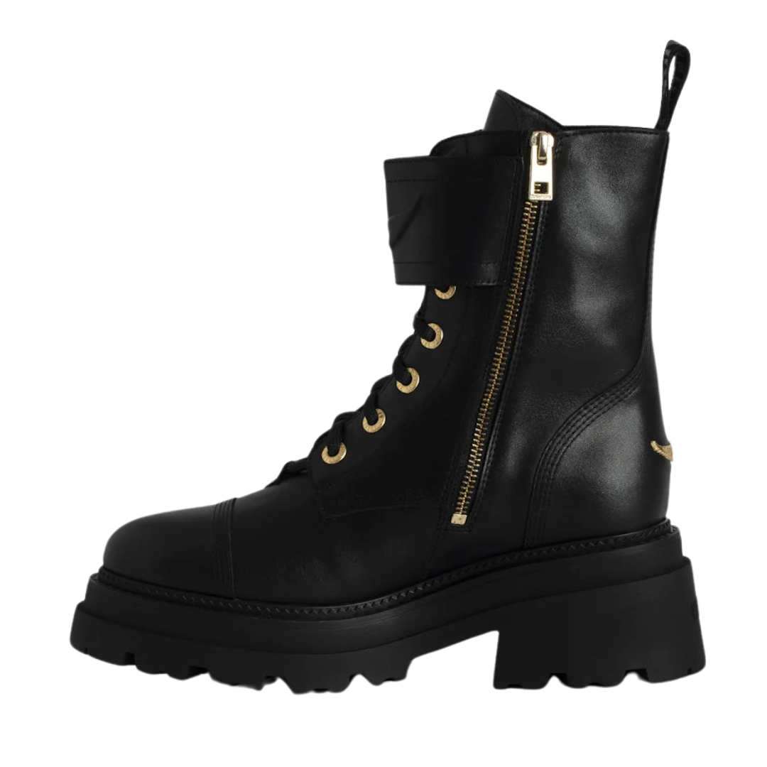 Joe Ride Semy-Shiny Calfskin Boots in Noir