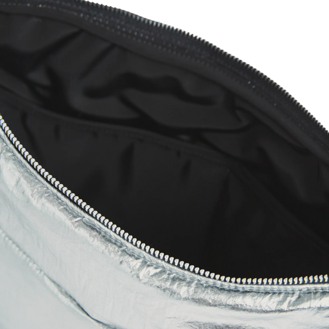 Glossy Large Crossbody Bag in Silver