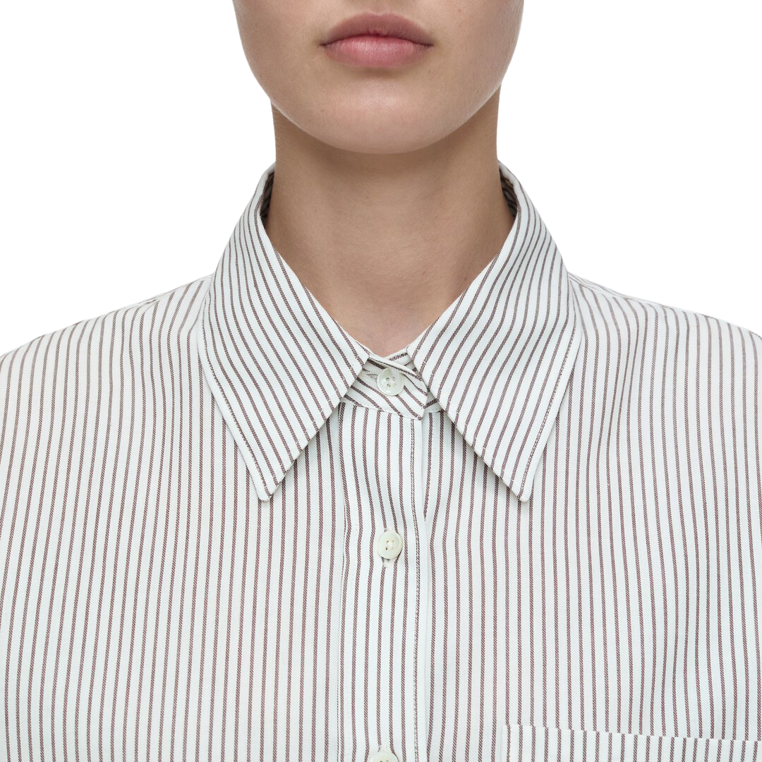 Cotton/Wool Blend Shirt Blouse in Ivory
