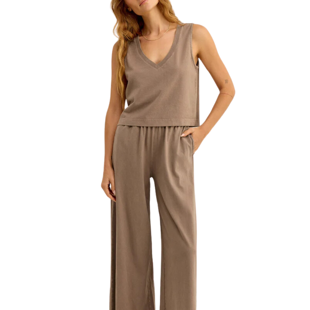Sloane V-Neck Tank in Iced Coffee