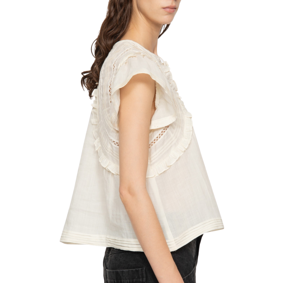Renata Flutter Sleeve Top in Cream