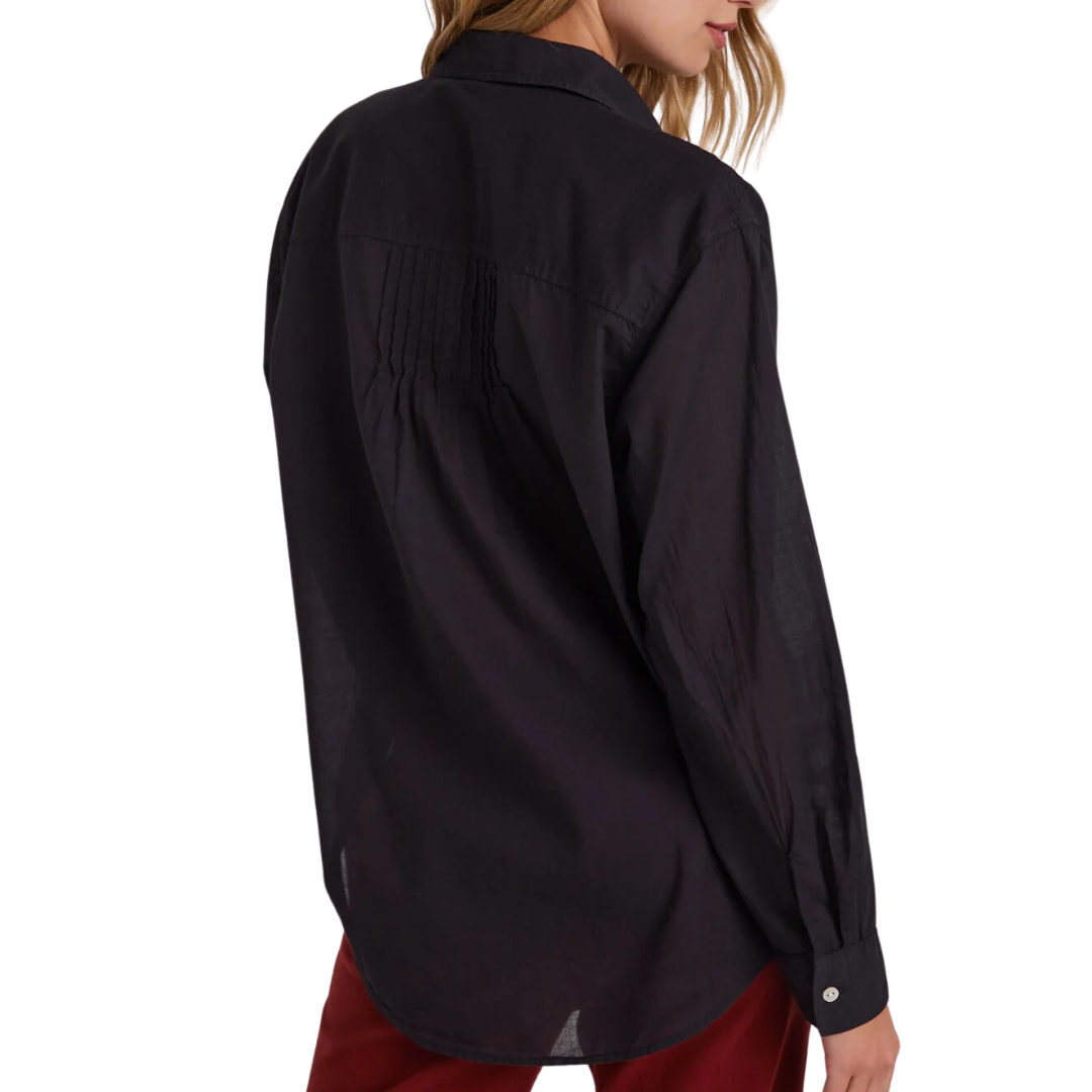 Pintuck Flowy Shirt in Black