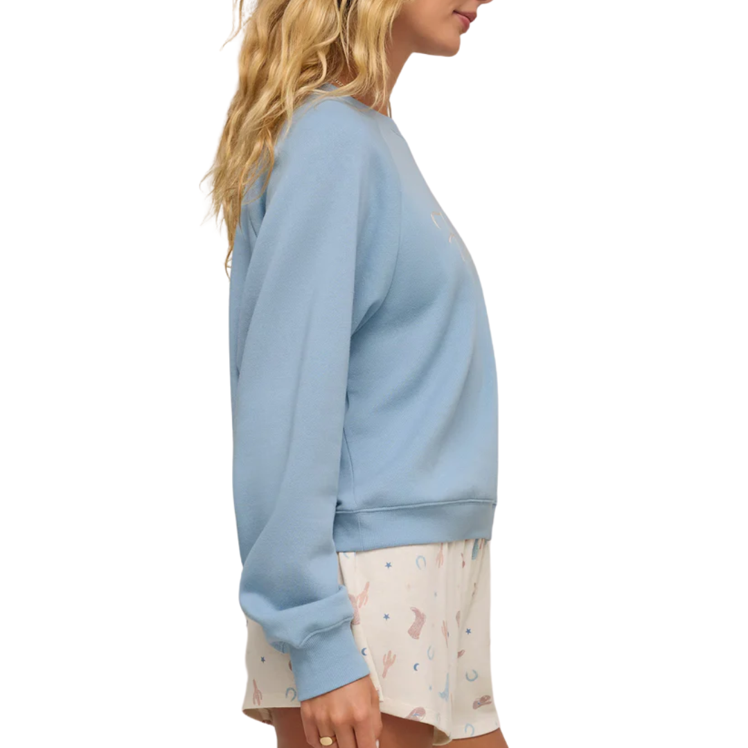 Howdy Fleece Sweatshirt in Coastal Blue