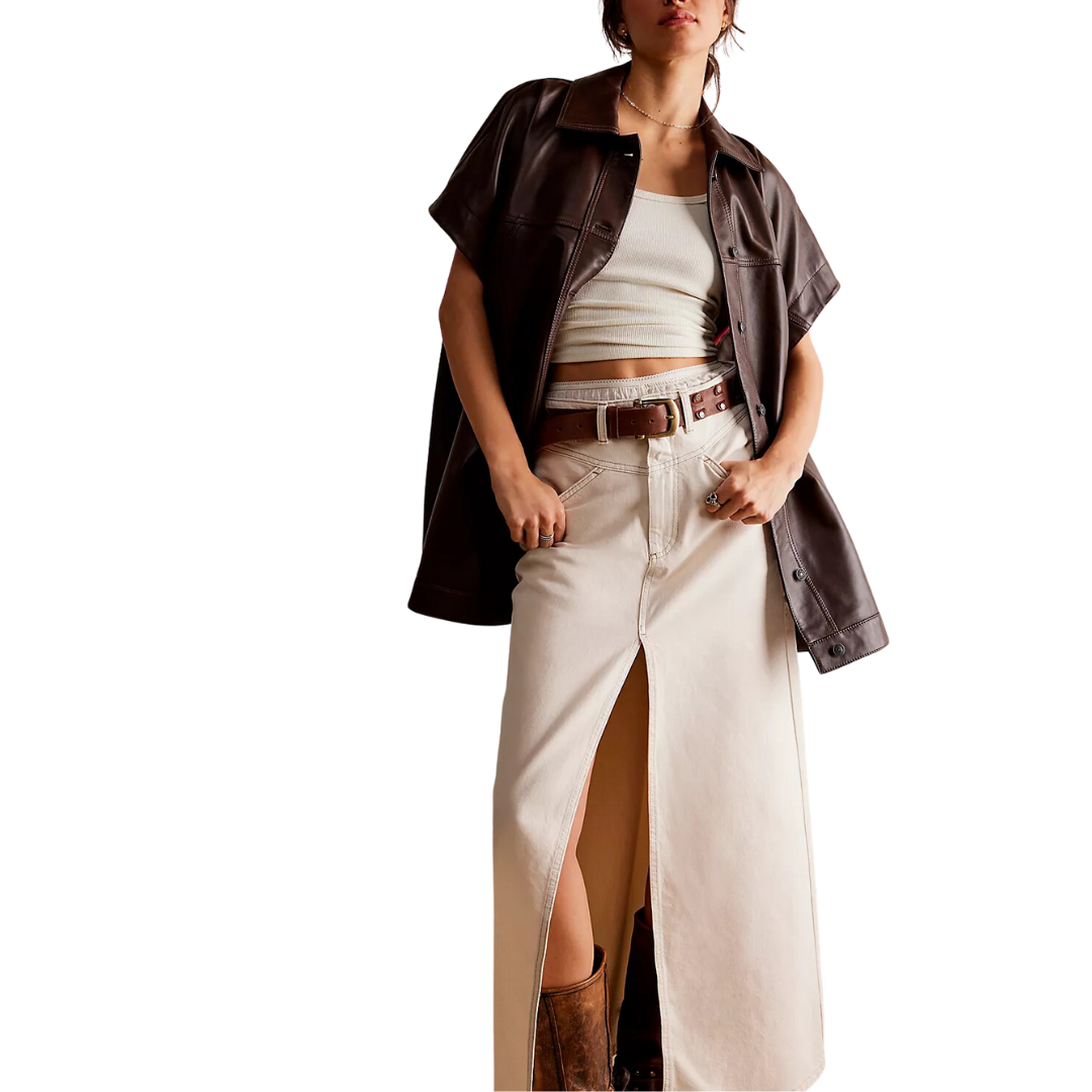 We The Free Come As You Are Denim Maxi Skirt in Wisp