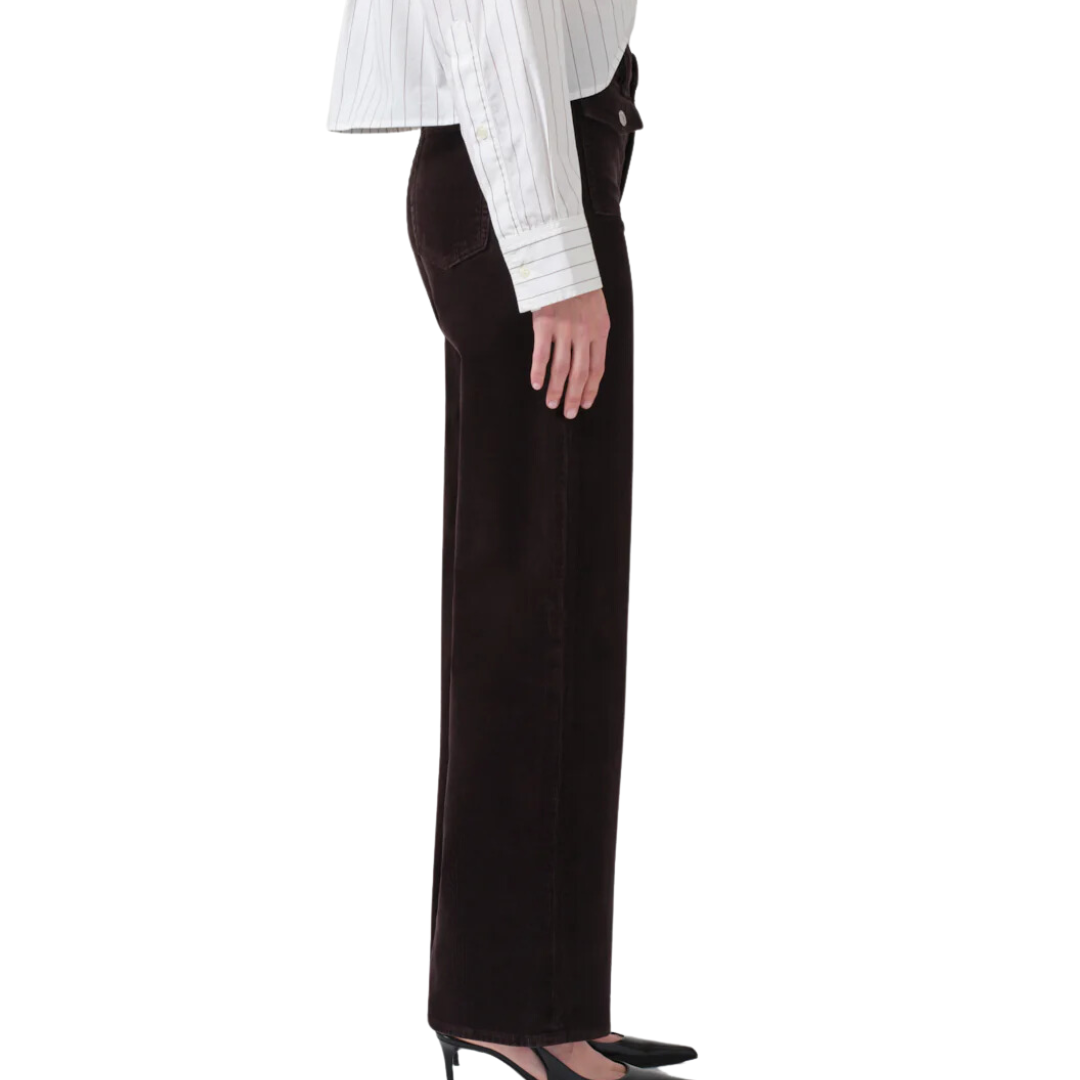 Raven Patch Pocket Wide Leg Corduroy in Clove