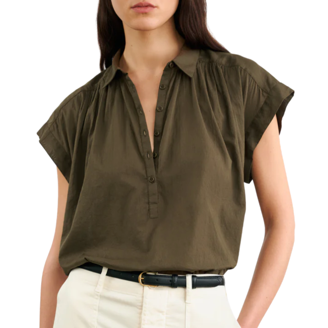 Normandy Blouse in Olive Green