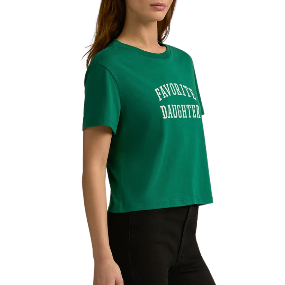 Cropped Collegiate Tee in Emerald