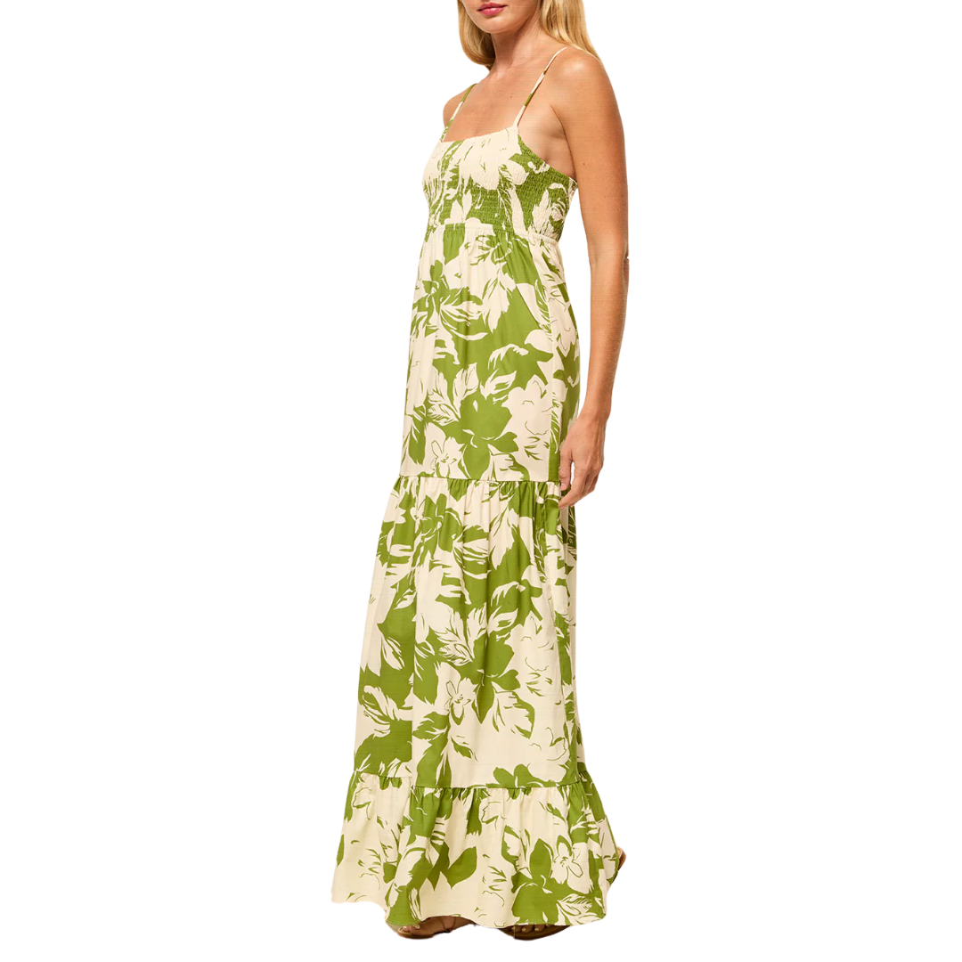 Carmela Dress in Green Goddess Poplin