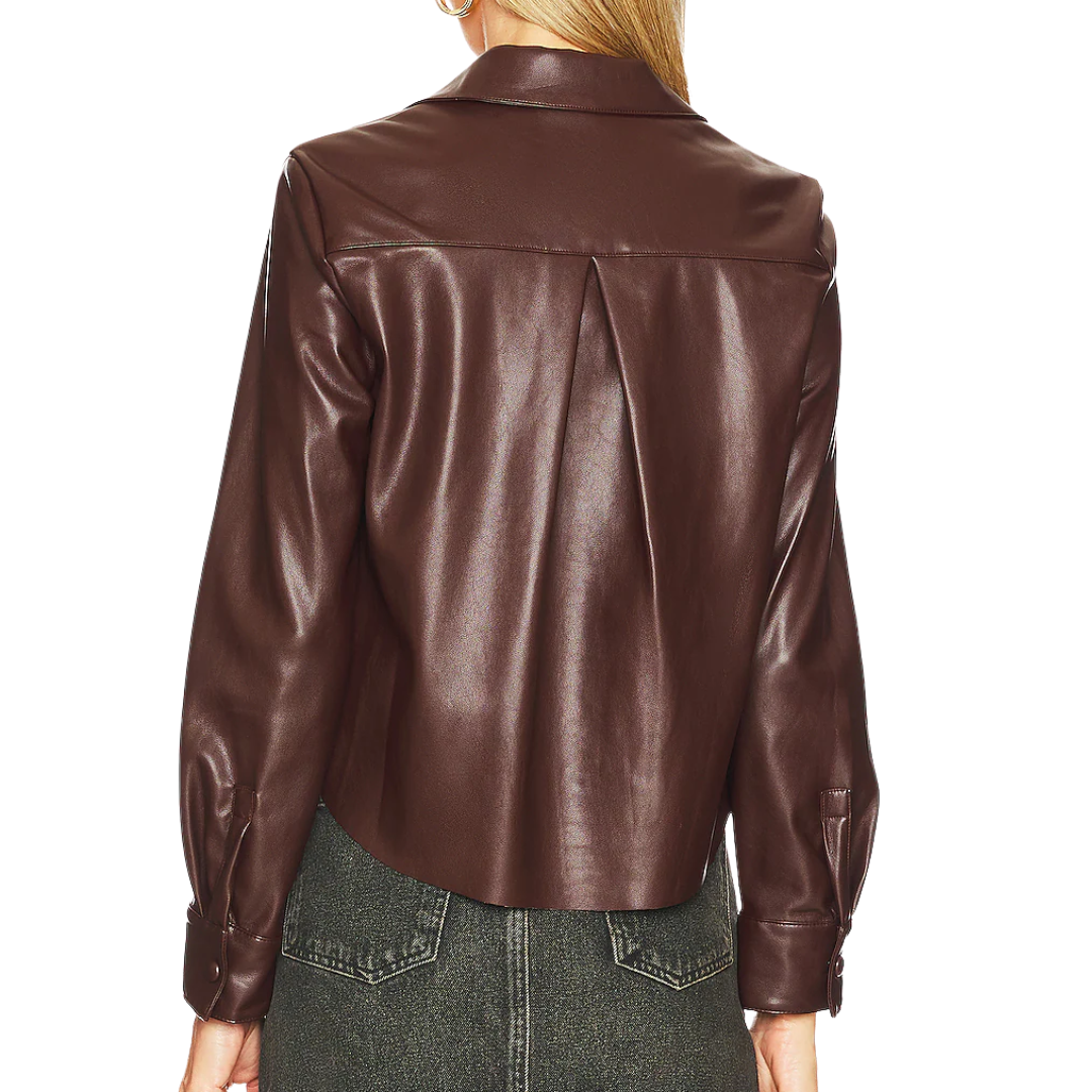 Vegan Leather Shirt in Chocolate
