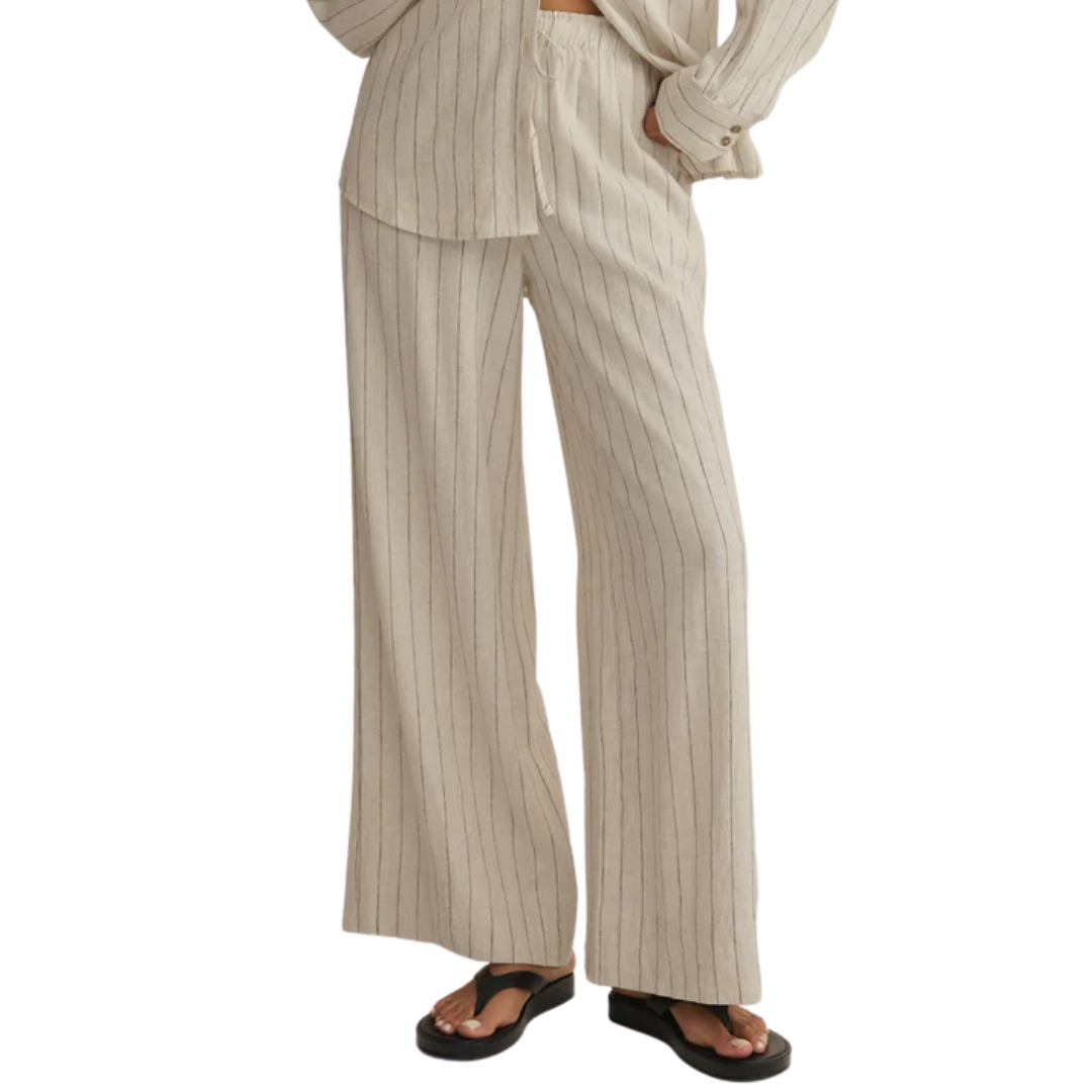 Henri Striped Wide Leg Pant in Linen