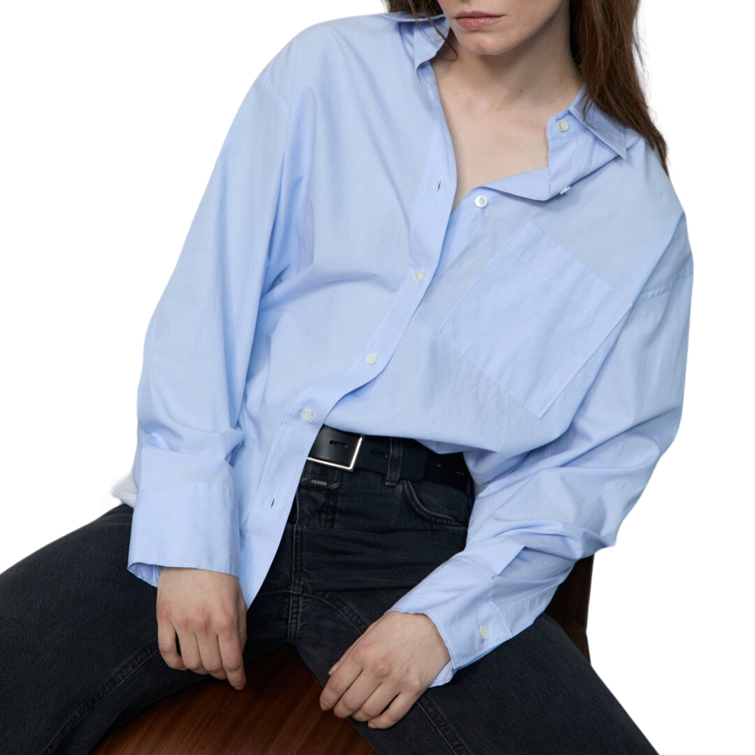 Cotton Shirt Blouse in Lazio Blue