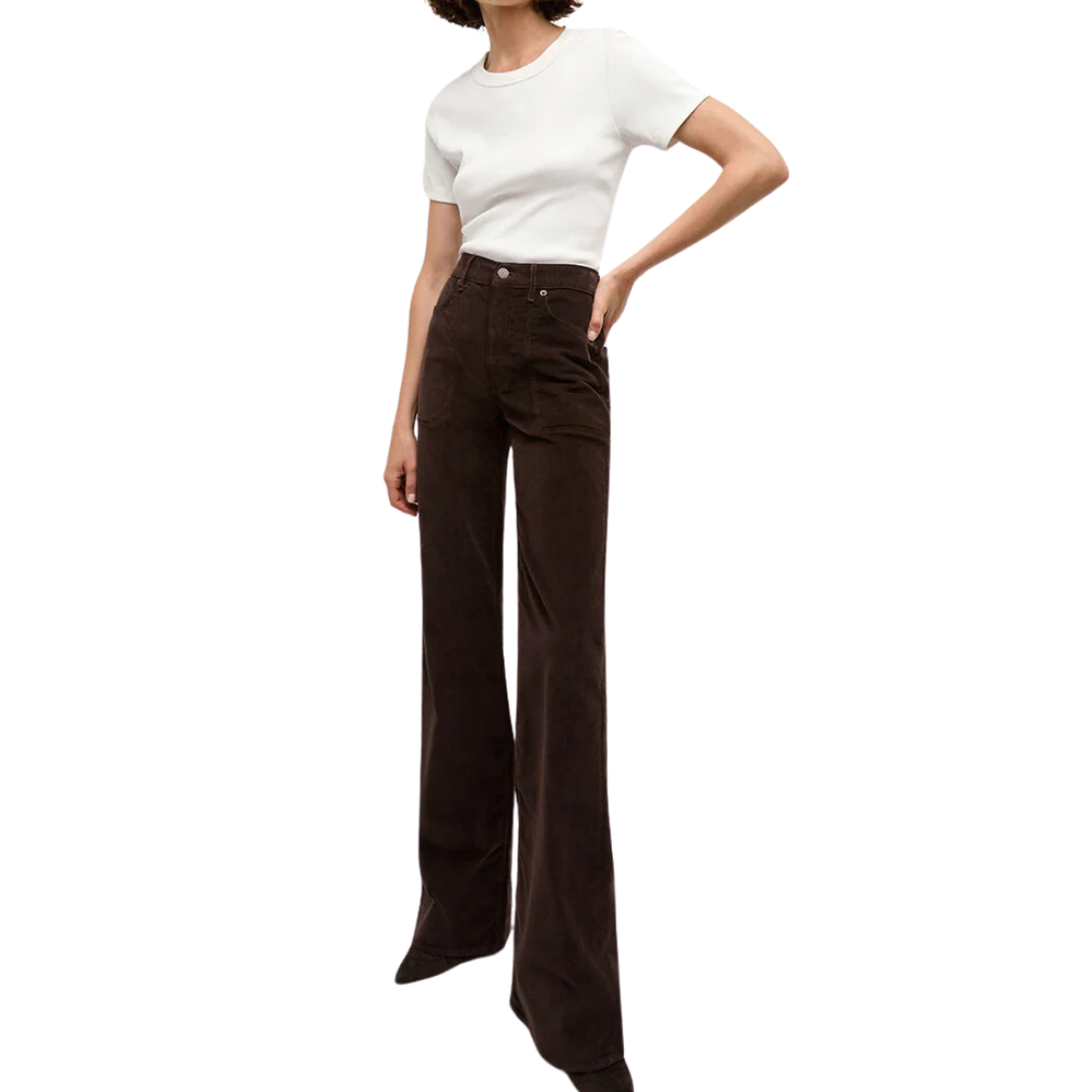 Crosbie Corduroy Wide-Leg Pant in Dark Chocolate