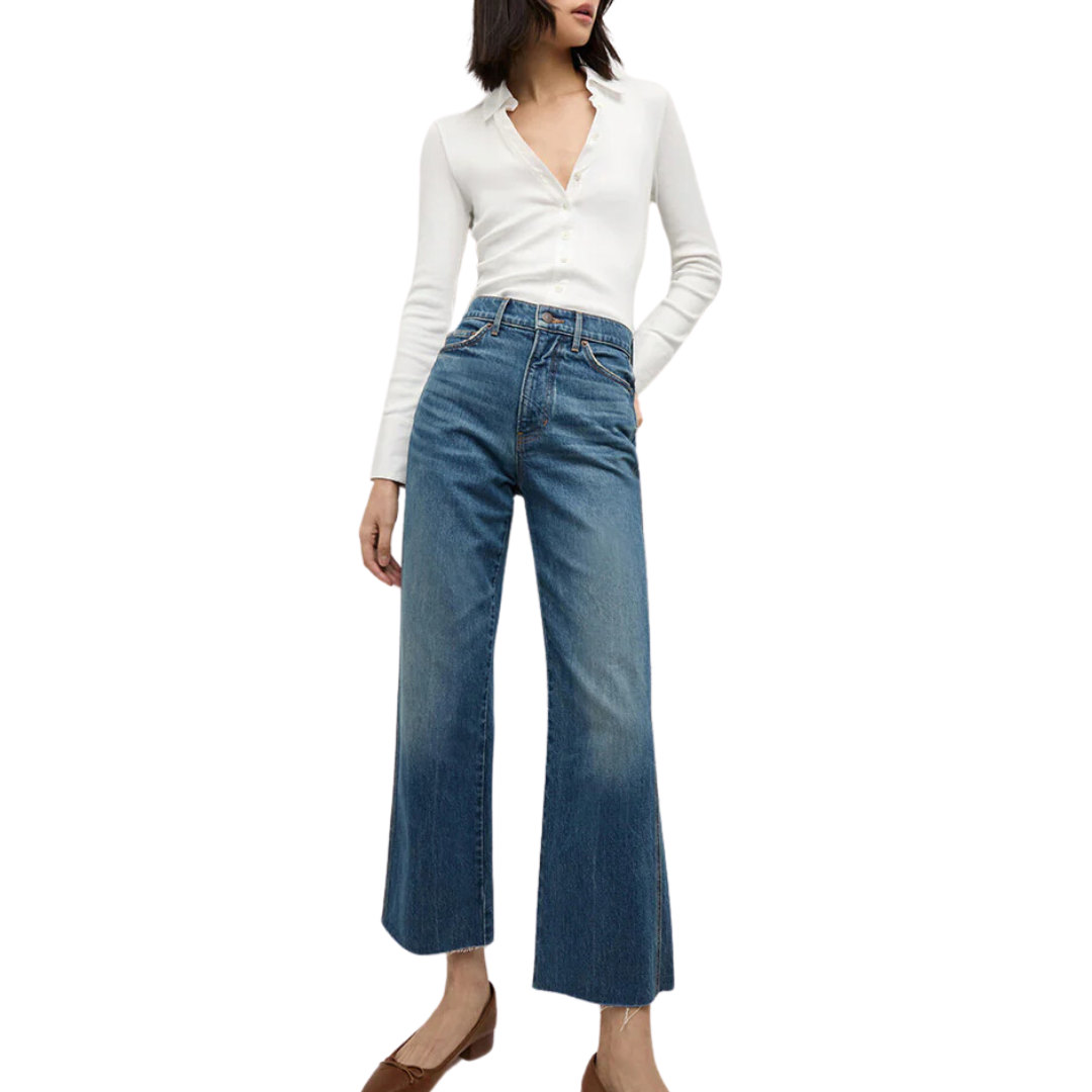 Dylan Straight-Leg Raw Hem Jean in Evening Dusk