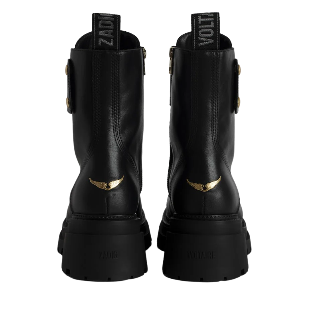 Joe Ride Semy-Shiny Calfskin Boots in Noir