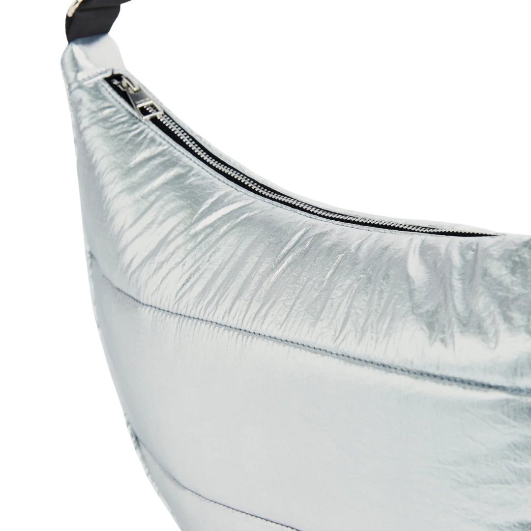 Glossy Large Crossbody Bag in Silver