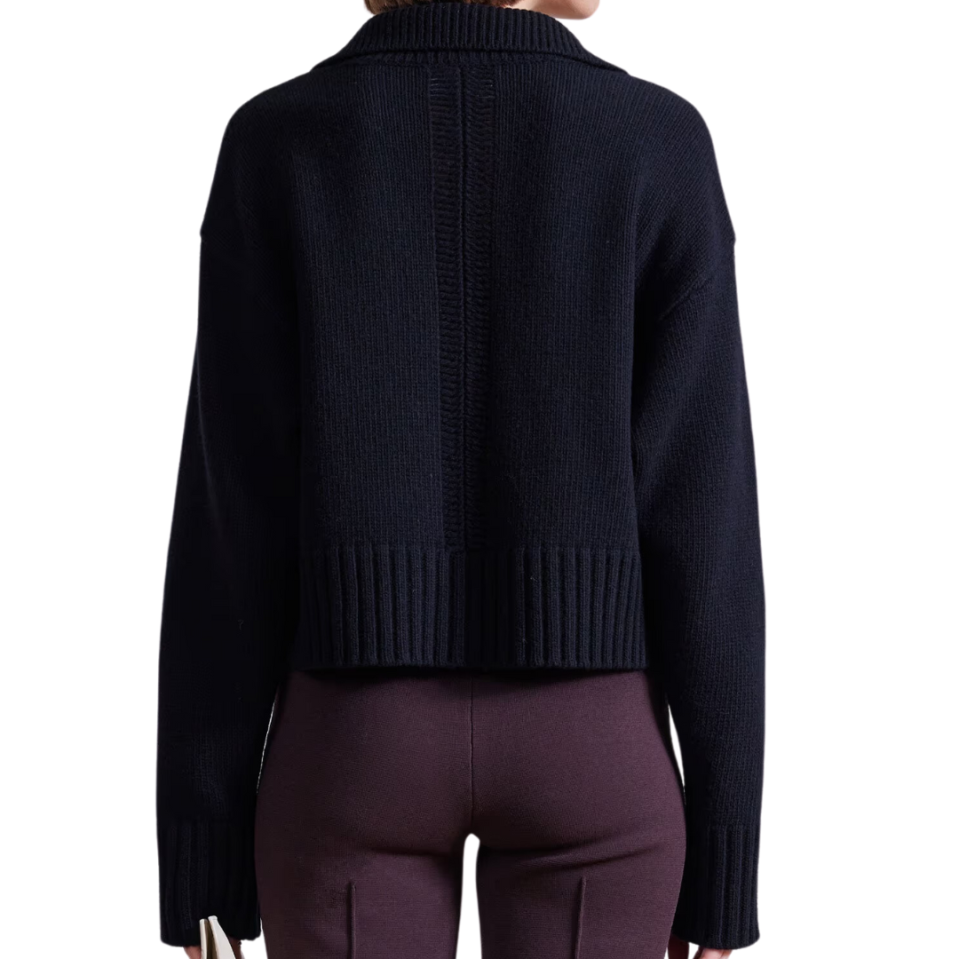 Split Neck Henley in Black