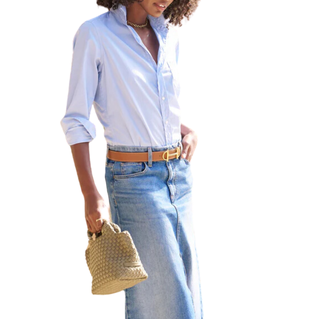 Barry Tailored Button-Up Shirt in Shirting Blue