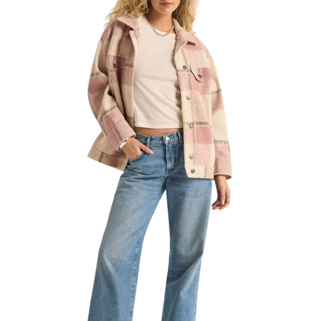 Preston Knit Plaid Jacket in Sea Salt