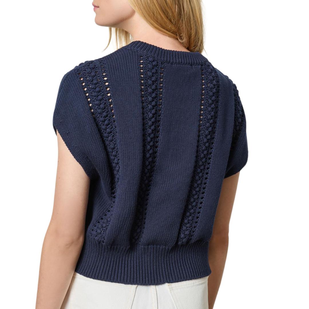 Wedge Crewneck Sweater in Navy