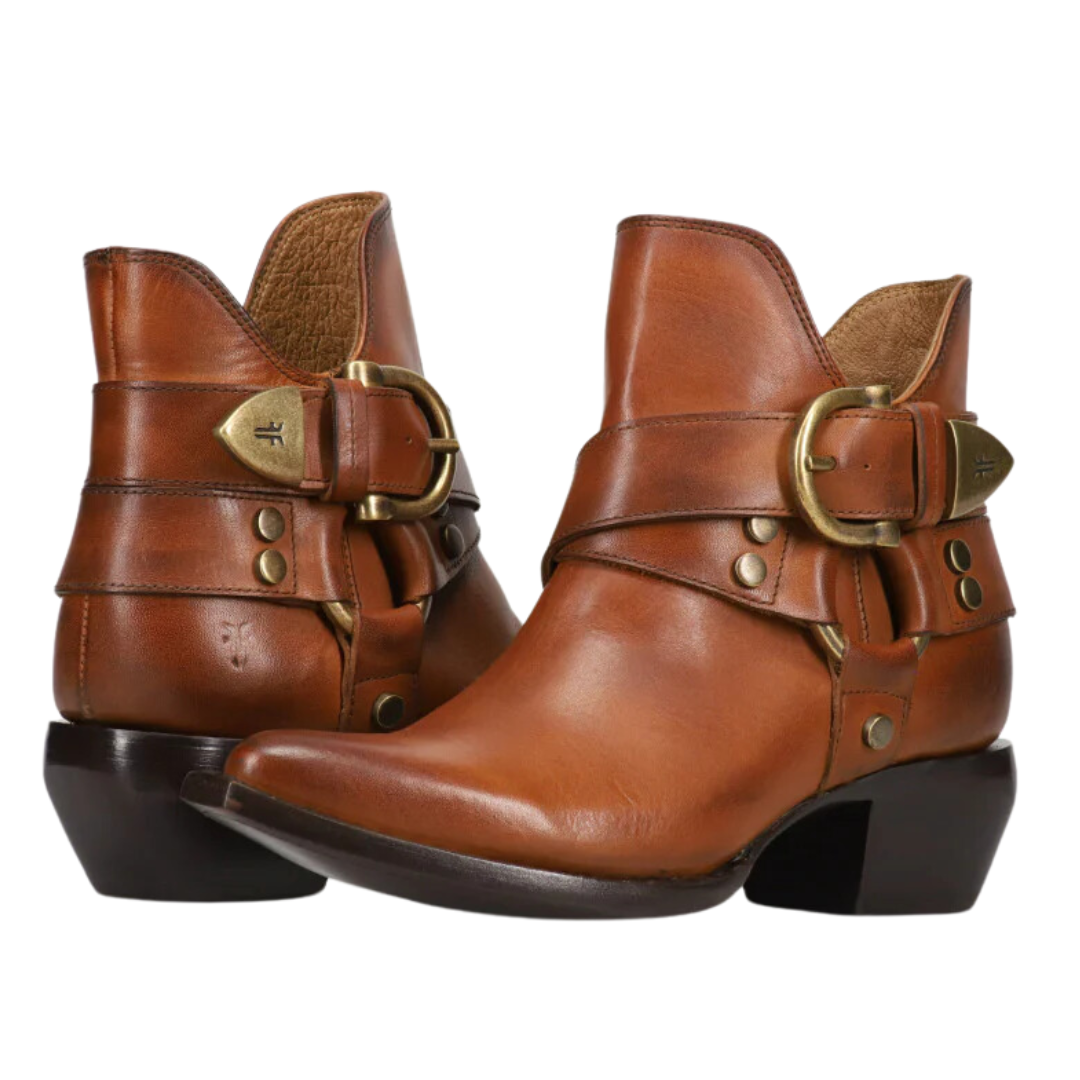 Sacha Multi Strap Bootie in Caramel
